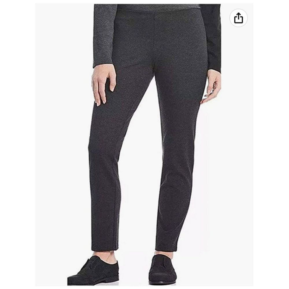 NWT Eileen Fisher Melange Vicose Stretch Ponte Charcoal Straight Leg Pants LARGE